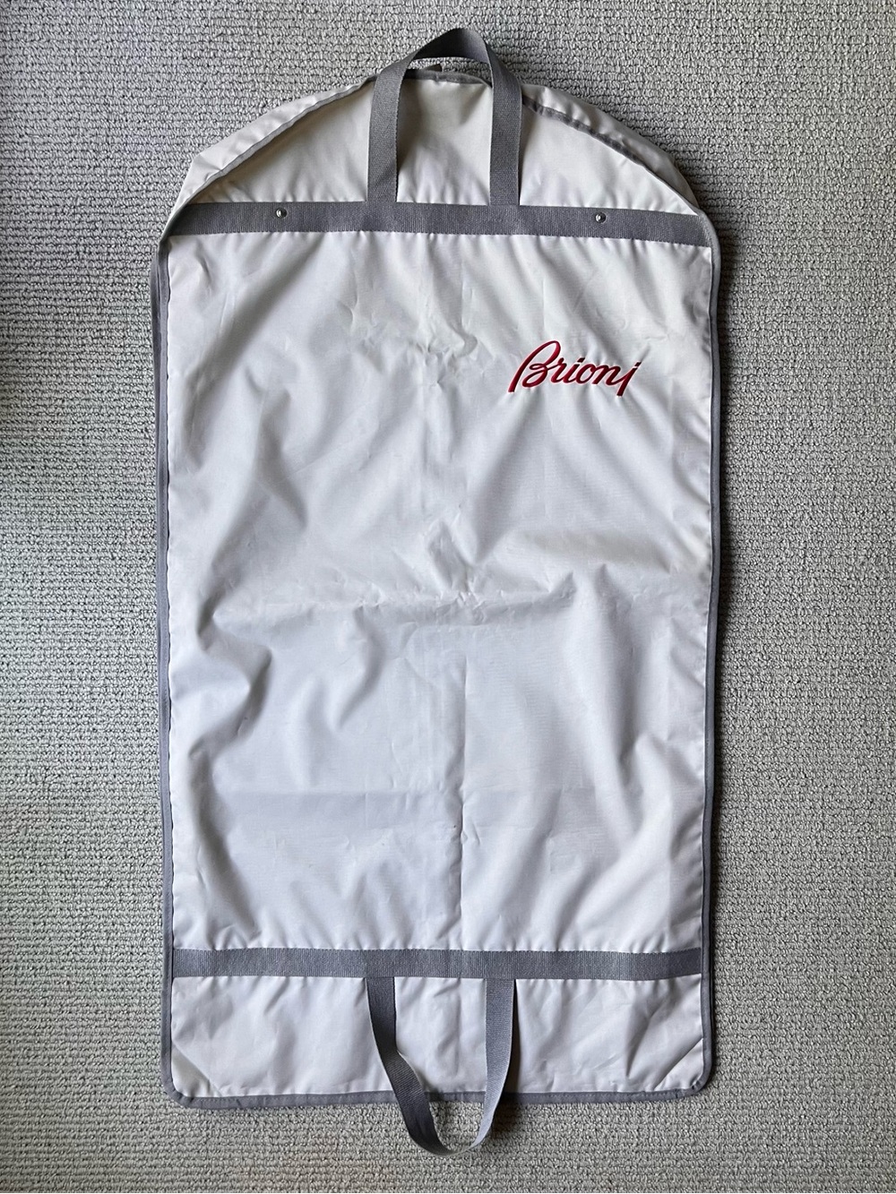 Brioni Beige Embroidered Logo Zip & Snap Closure Garment Travel Bag